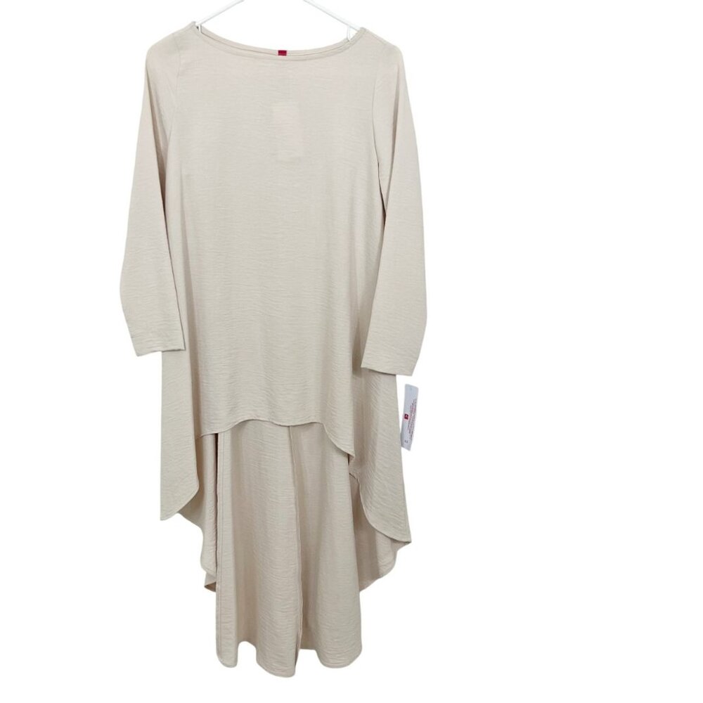 NEW IC by Connie K Ivory High Low Hem Tunic Shirt Artsy Lagenlook - Size XS